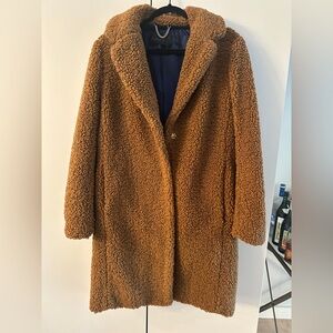 J.Crew Teddy Sherpa Coat in Warm Brandy